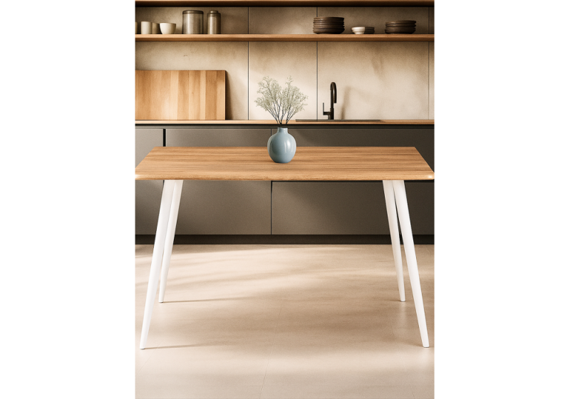 Стол деревянный Кангас 120х80х77 дуб вотан / белый (80x77)