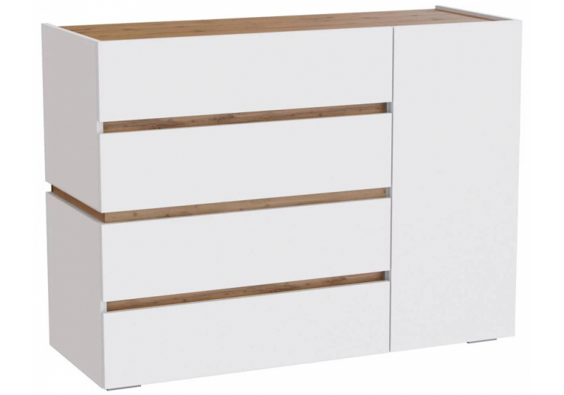 Комод Атлон белый / дуб вотан (119x46x89,6). 