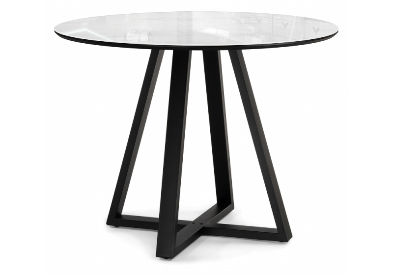 Стол стеклянный Норфолк 100 белый мрамор / черный (100x78). 