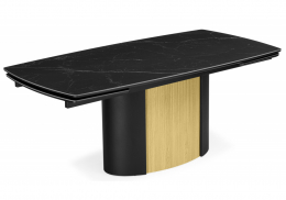 Керамический стол Бовер 180(220)x90 черный мрамор / черный / дуб натуральный (90x78)