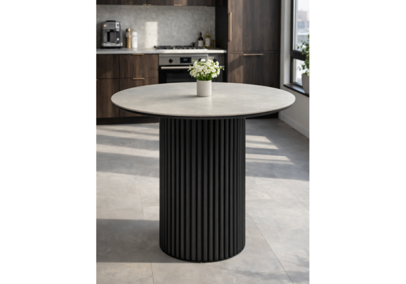 Керамический стол Барел 89 carmen light grey / черный (89x75)