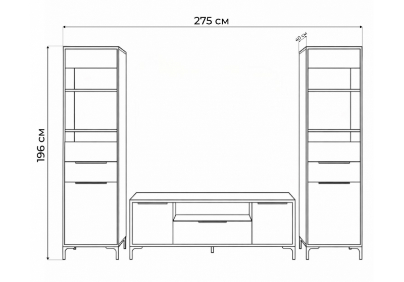 Готовая гостиная Иадама кашемир / кашемир комплектация 7 (275x40,3x196)