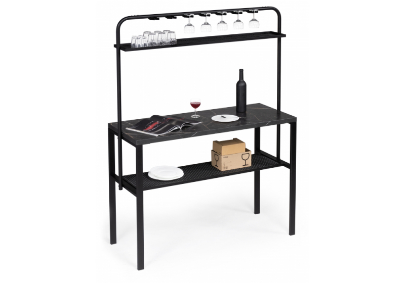 Барный стол Нари 120х50х171 файерстоун / черный матовый (125x50x171). 